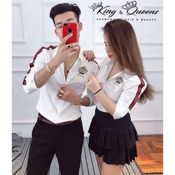 Áo Sơ Mi Cặp Đôi In Love Cao Cấp | Áo Đôi Nam Nữ Đẹp