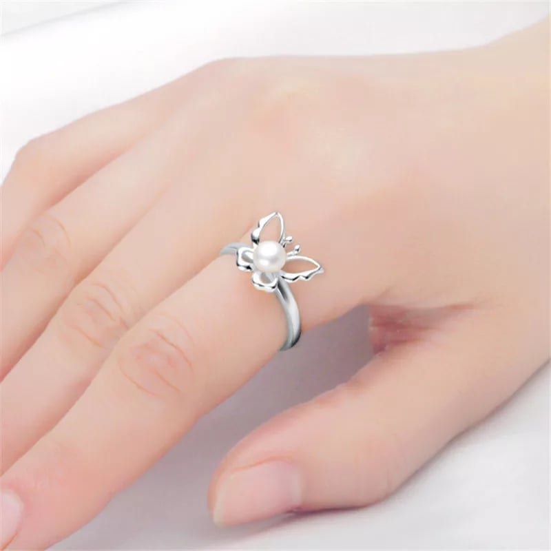 Nhẫn ngọc trai 8mm màu trắng