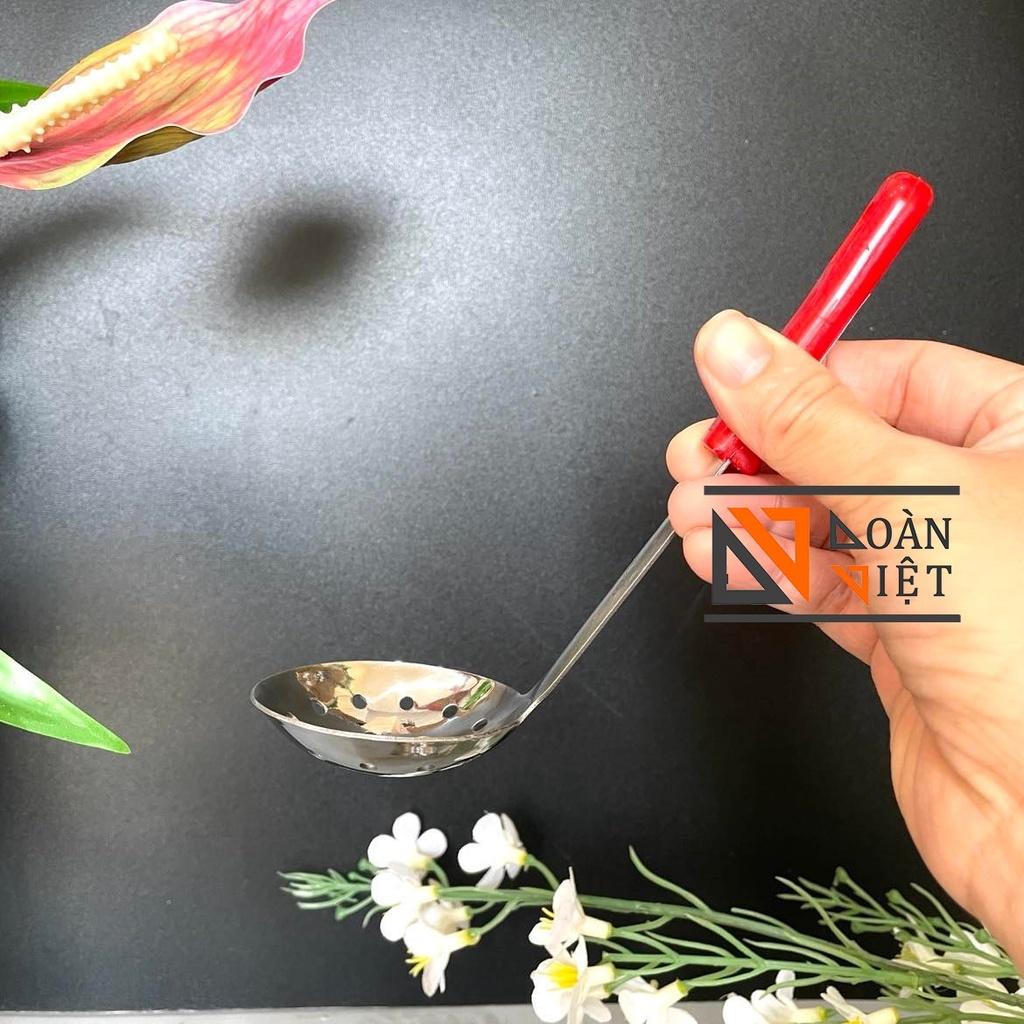 Muỗng Vá múc thạch, trân châu - Inox dày không rỉ , cán nhựa màu đỏ