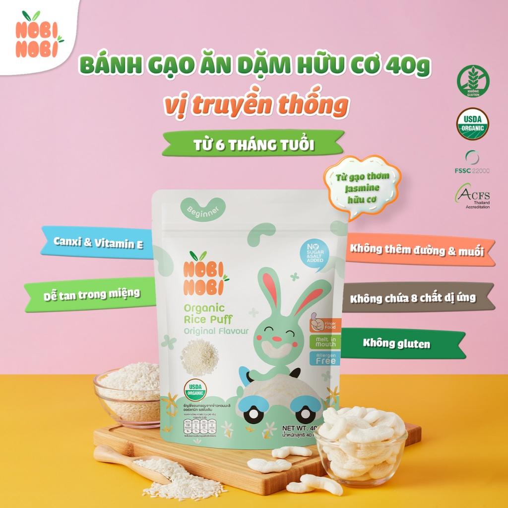 Bánh gạo ăn dặm hữu cơ cho bé Nobi Nobi vị truyền thống 40g (Từ 6 tháng tuổi), Bánh ăn dặm cho bé