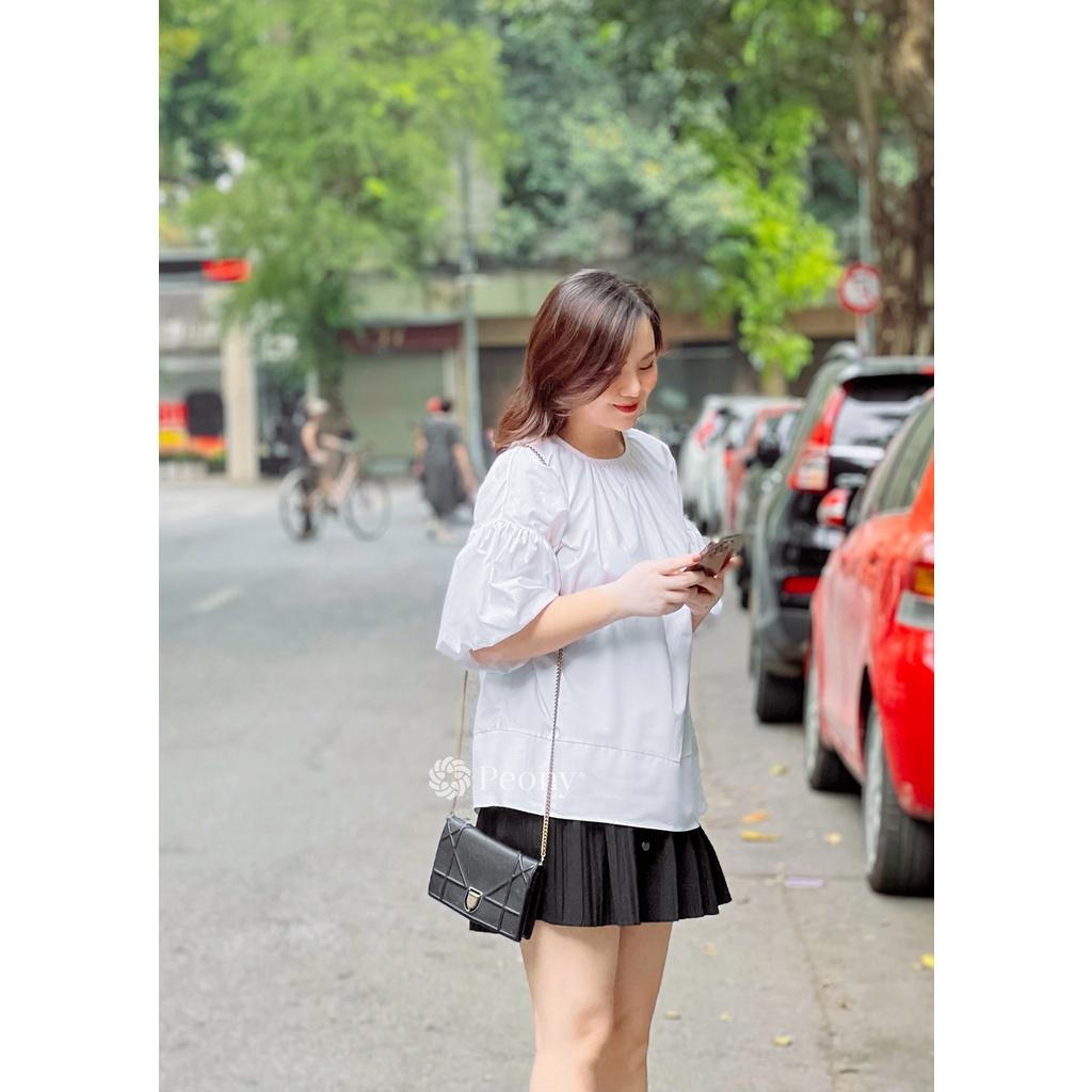 Áo sơ mi trắng nữ Freesize, tay chuông thời thượng, thoải mái, trendy, dễ phối đồ Peony - ALINE TOP