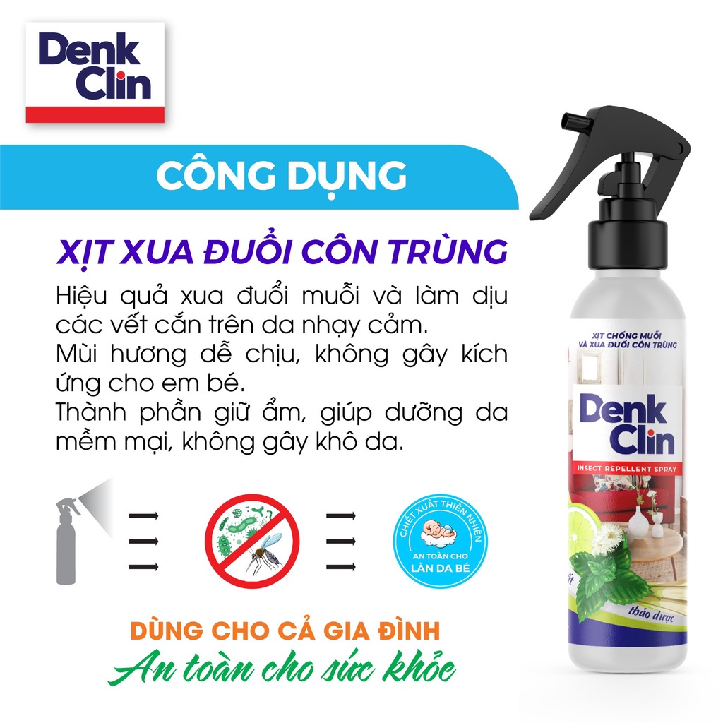 Xịt xua đuổi muỗi, côn trùng Denk Clin 200ml