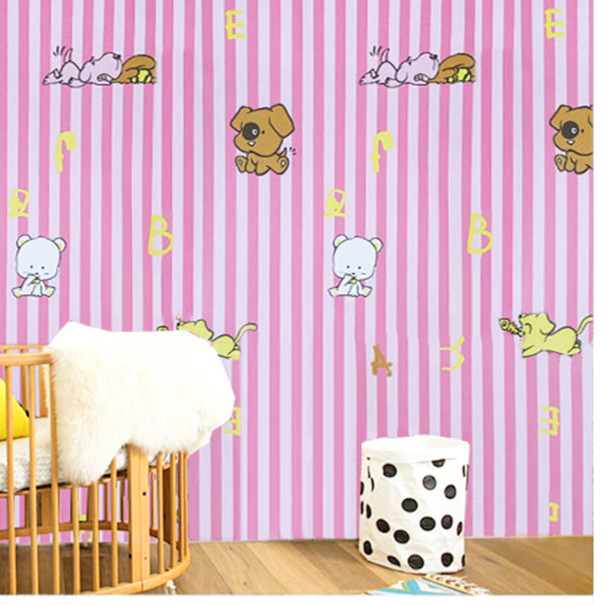 Cuộn 5m Decal Giấy Dán Tường Chó snoopy sọc hồng  (5m dài x 0.45m rộng)