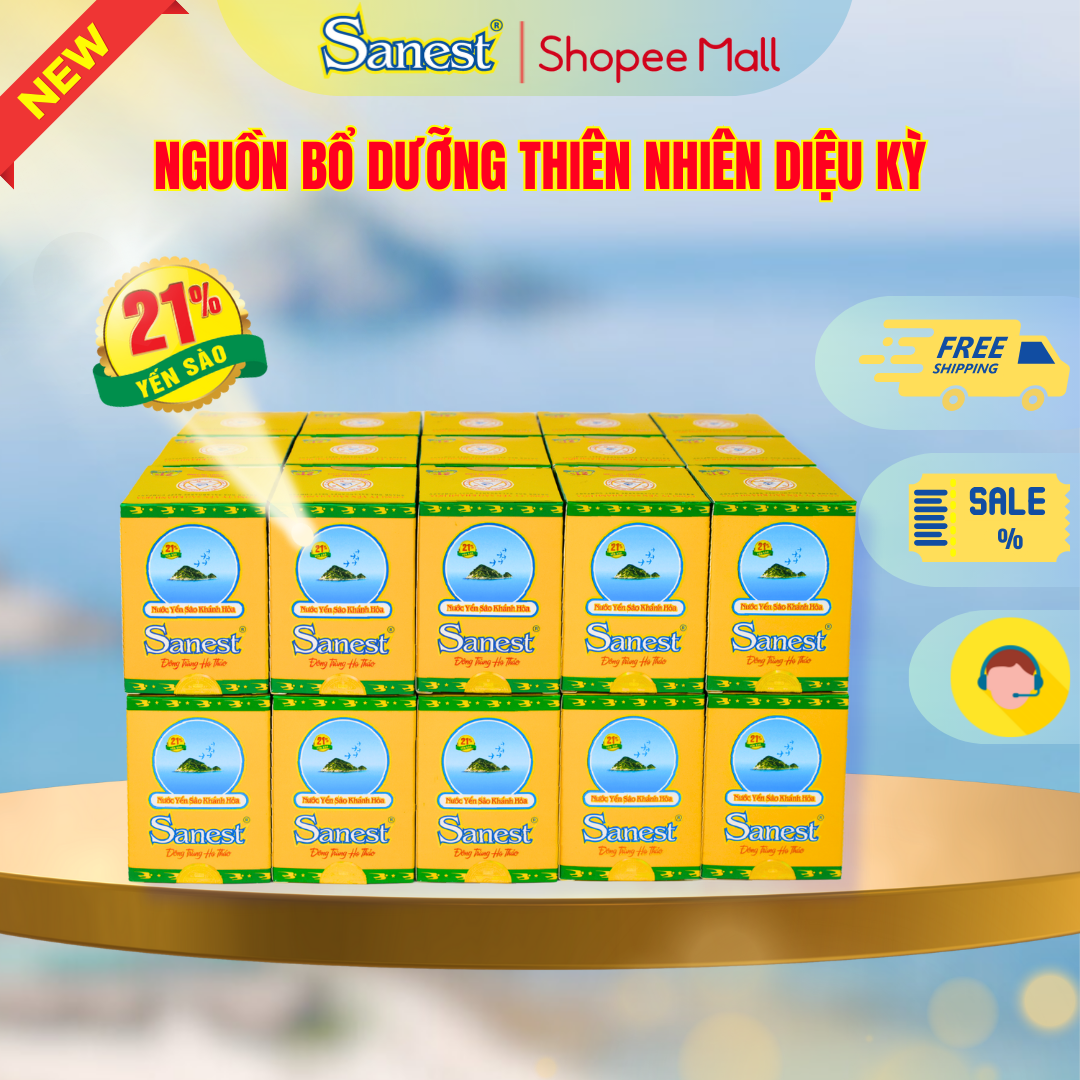 NEW [ Combo 30 lọ] Nước Yến sào Khánh Hòa Sanest 21% - Đông Trùng Hạ Thảo