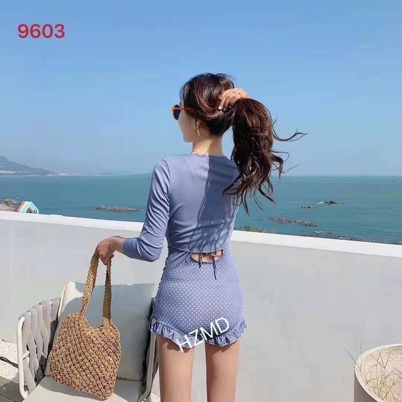 Bộ tắm bộ đồ bơi đi biển bikini cao cấp Hana liền thân kèm áo khoác ngoài 8063