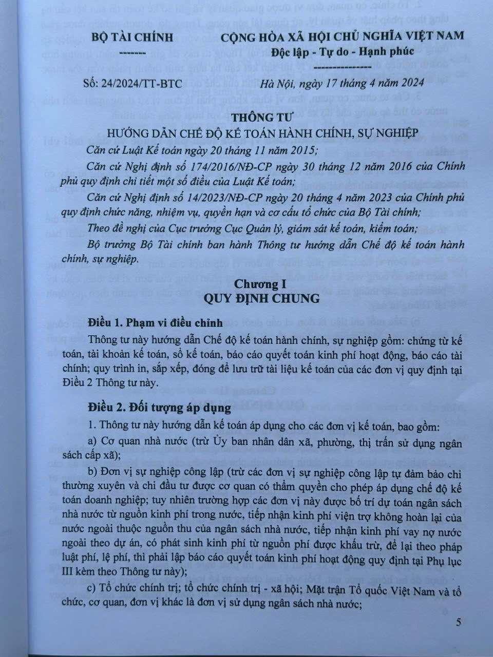 Sách Hướng Dẫn Chế Độ Kế Toán Hành Chính Sự Nghiệp theo Thông tư 24/2024/TT-BTC (V2456T)