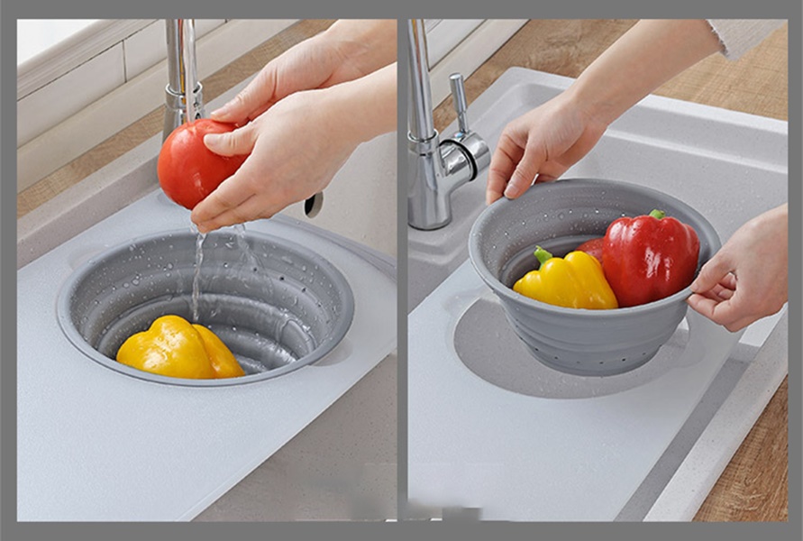 Thớt rổ nhựa đa năng gác bồn rửa chén 2 trong 1 siêu tiện lợi