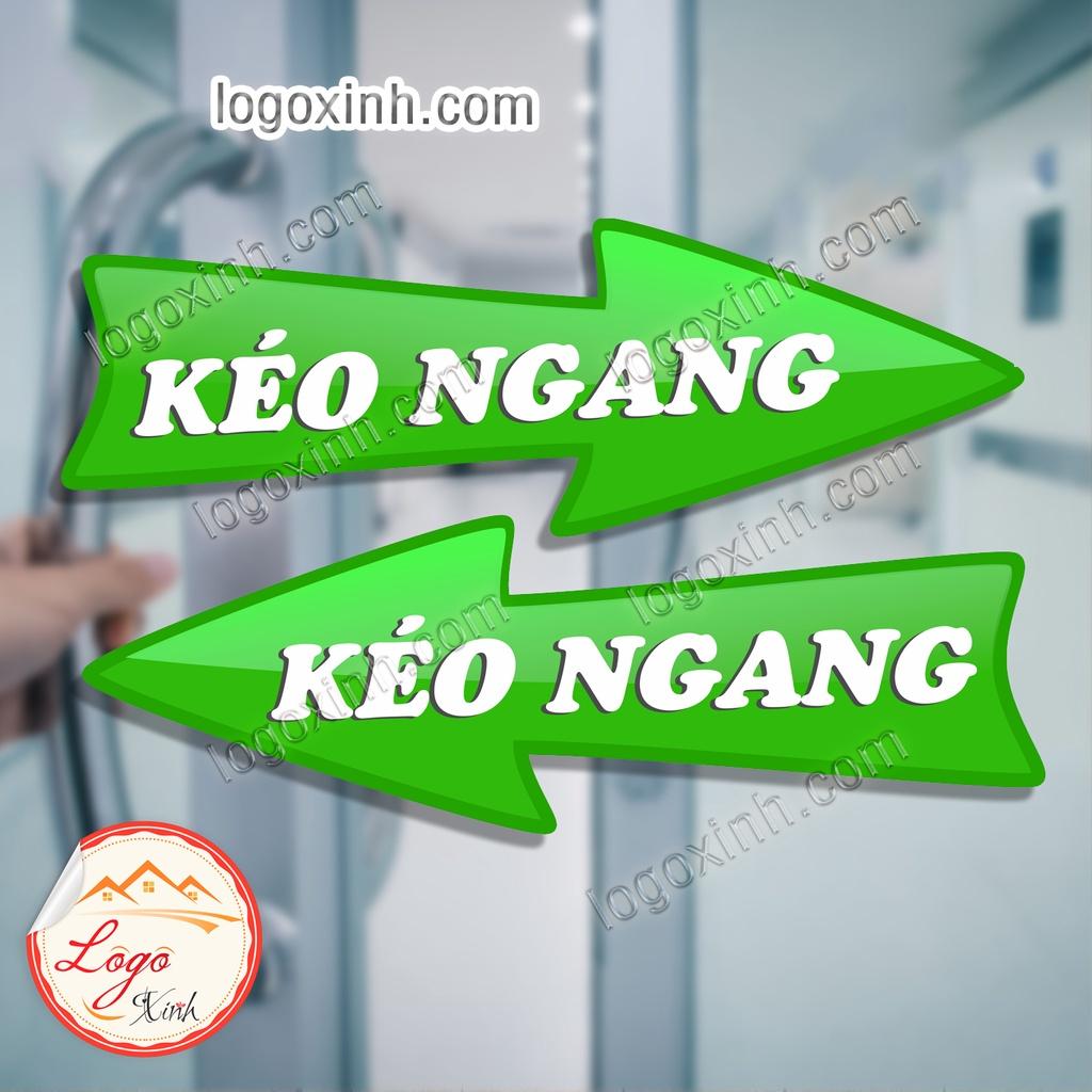 Bộ 2 Sticker Tem Mũi Tên Chữ Kéo Ngang Màu Xanh Dán Cửa Kính, Dùng Cho Cửa Lùa, Cửa Kéo, Mẫu Mã Băt Mắt, Chồng Nước 100%