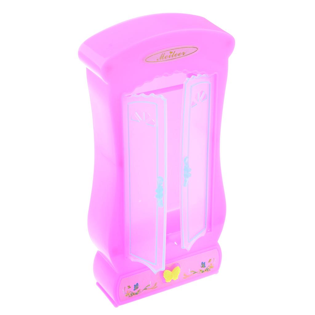 Miniature Bedroom Bed Wardrobe for  Doll House Accessories