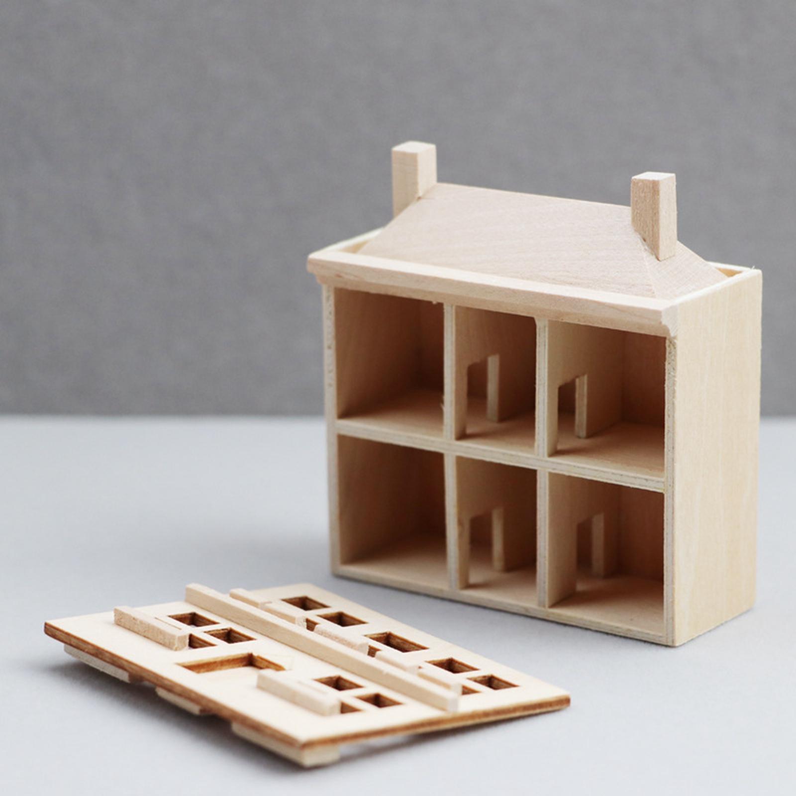 1/12 Dollhouse Villa House Handcraft Unpainted Miniature for Dolls House Decoration Accessory Child Doll Furniture Creative Toy