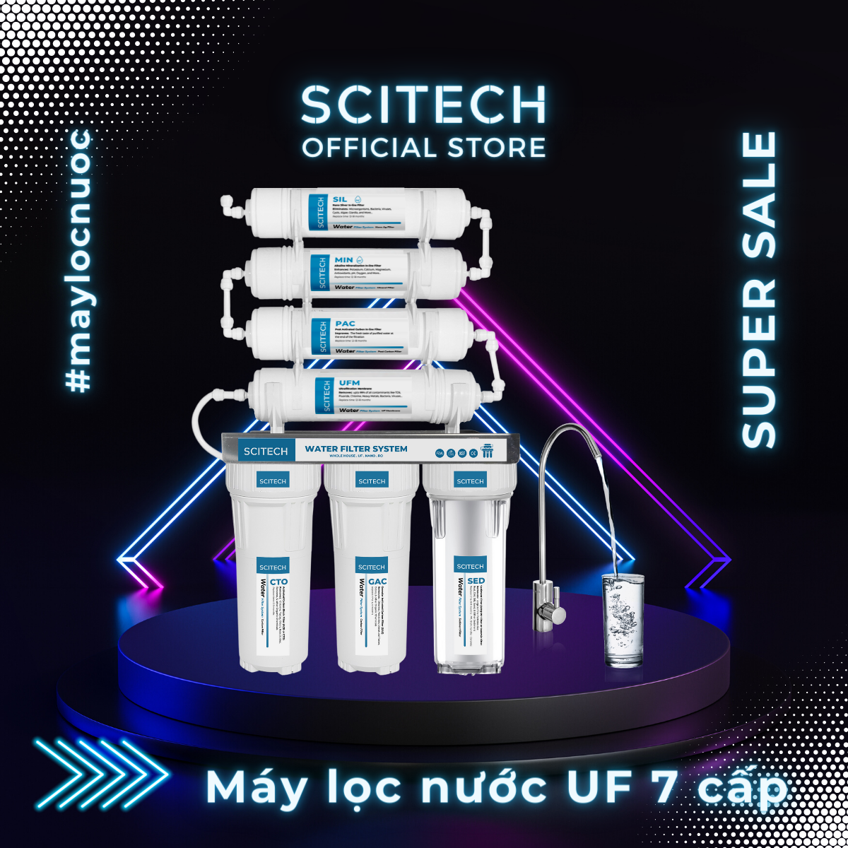 Máy lọc nước UF 7 cấp lọc by Scitech (Không dùng điện, không nước thải) - Hàng chính hãng