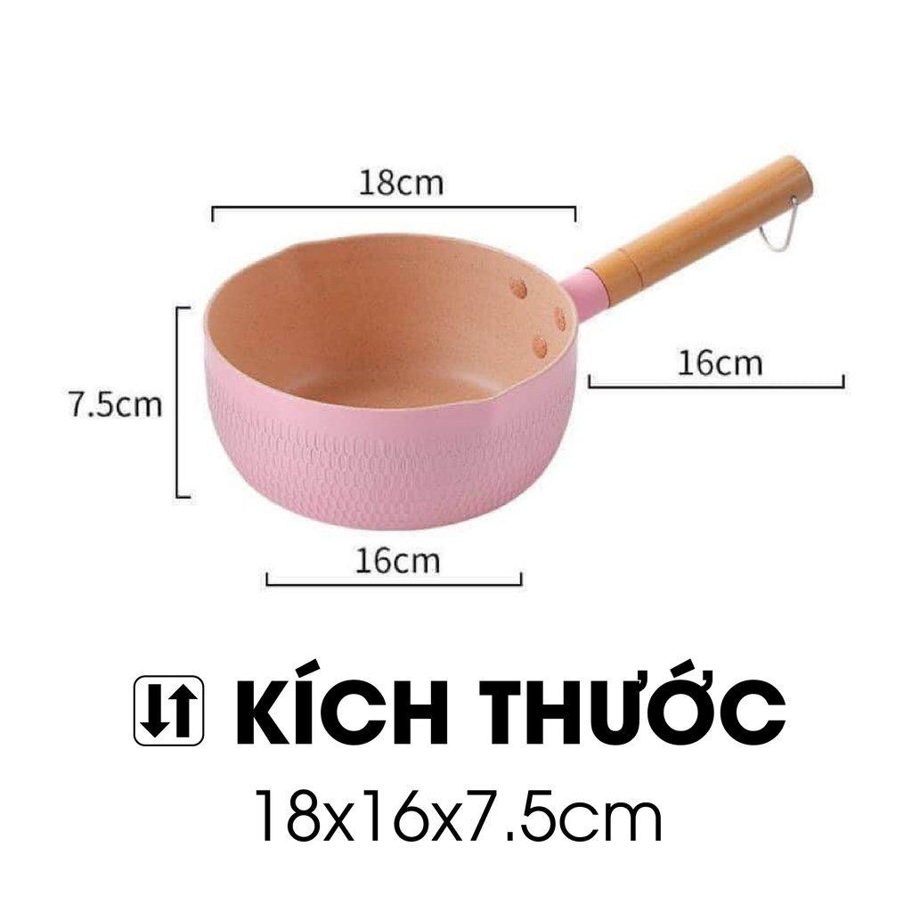 CHẢO SÂU LÒNG CERAMIC LÚA MẠCH  CÓ TAY CẦM CÁN GỖ CHÓNG BỎNG