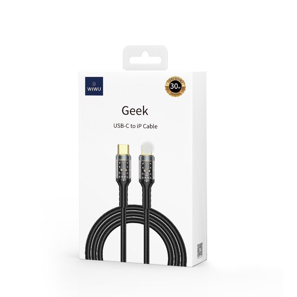 Cáp sạc nhanh Geek Wi-C016 100W c-c, C-Iphone 30W cho điện thoại di động, dây dù chống đứt gãy - Hàng chính hãng