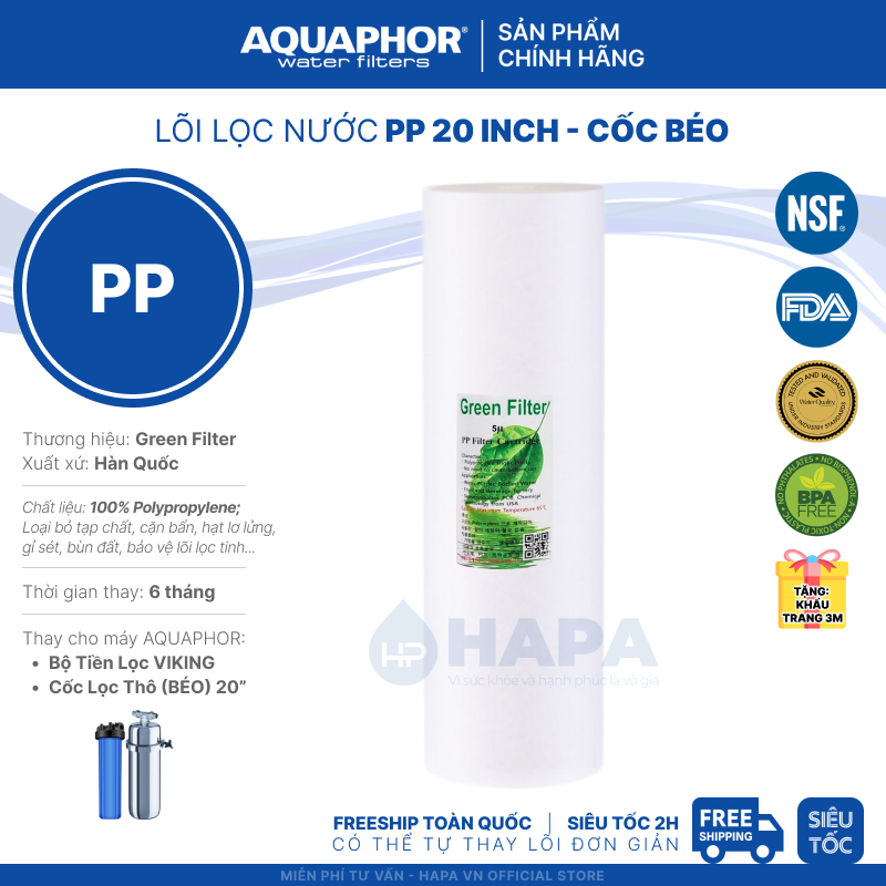 Lõi Lọc Tổng Đầu Nguồn AQUAPHOR Thay Cho Máy Lọc Nước AQUAPHOR VIKING - Hàng Chính Hãng