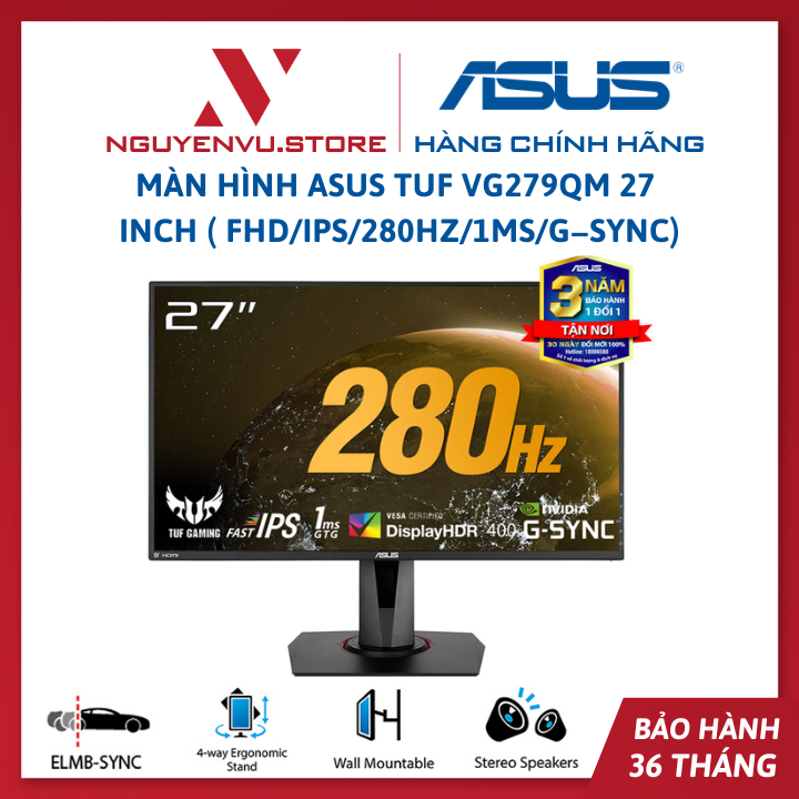 Màn hình Asus Tuf VG279QM 27 Inch ( FHD/IPS/280Hz/1Ms/G−Sync) - Hàng Chính Hãng