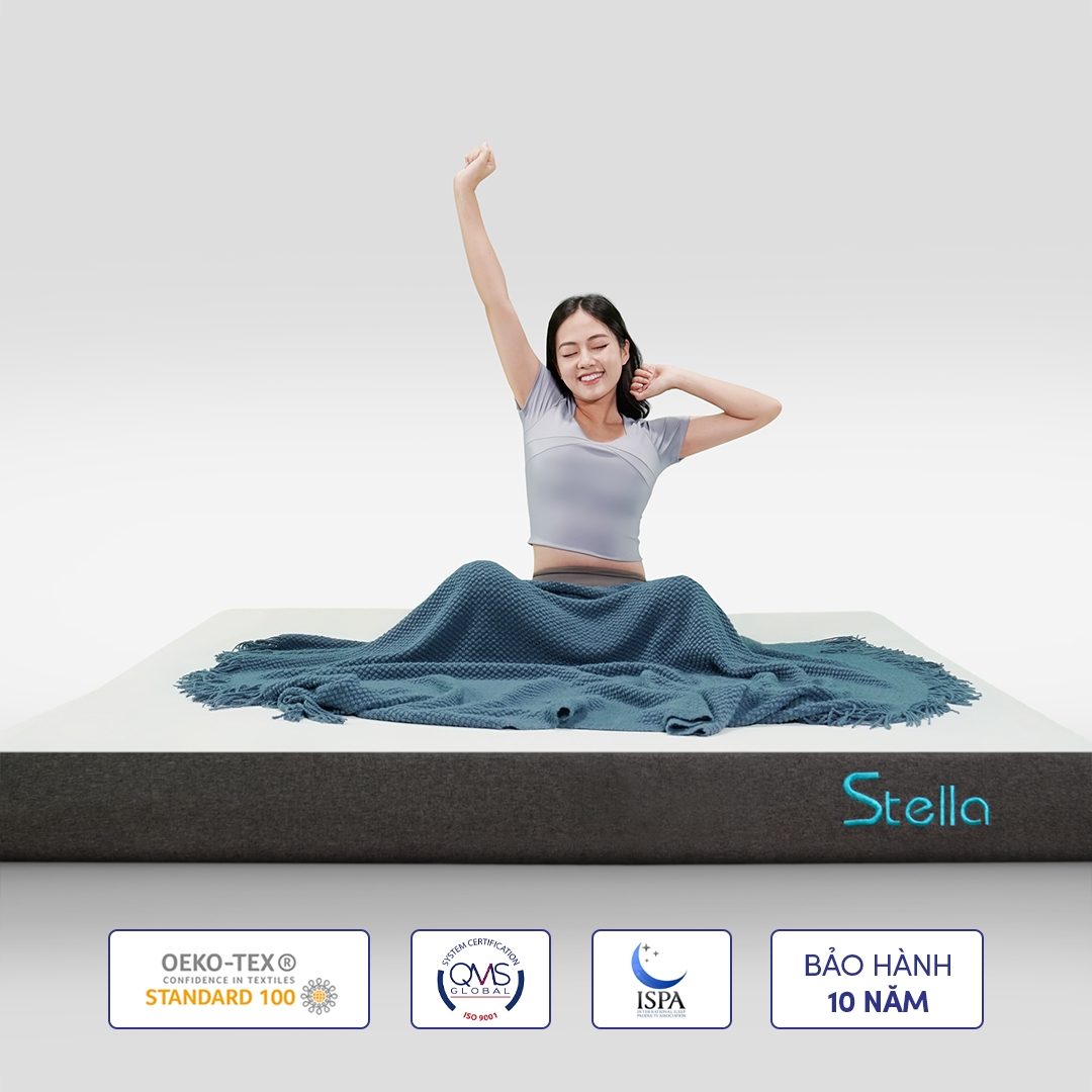Nệm Cao Su Thiên Nhiên Foam Cao Cấp Kim Cương Stella 15cm Công Nghệ Kháng Khuẩn Chuẩn Châu Âu, Độ Đàn Hồi Tối Ưu, Nâng Đỡ Cơ Thể Tuyệt Đối