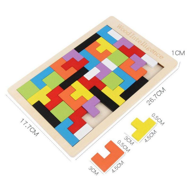 Đồ chơi xếp hình gỗ Tetris size lớn giúp bé thông minh và tư duy logic theo Montessori