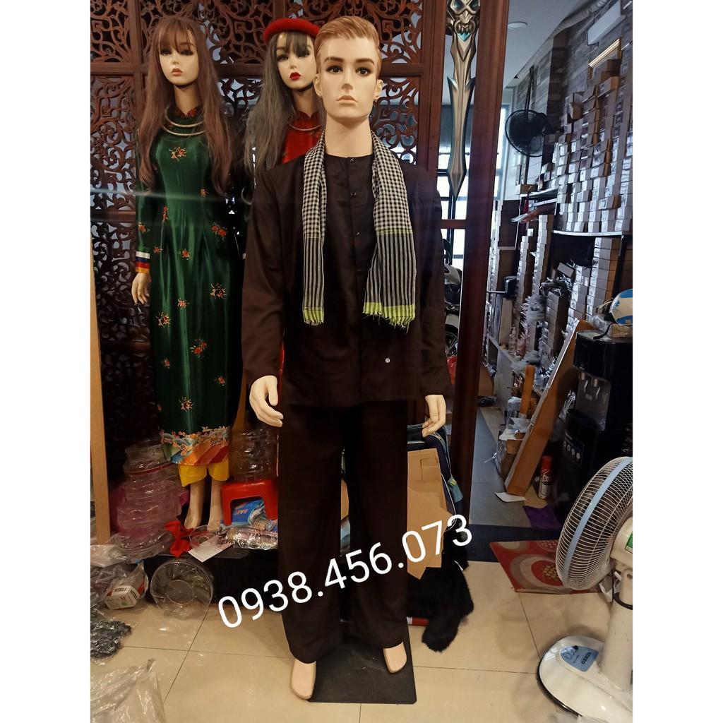 (Có Sẵn) Trang Phục Bà Ba Nam Vải Kate Cao Cấp Tặng Kèm Khăn Rằn, Trang Phục Chú Hóa Trang Chú Cuội Chị Hằng
