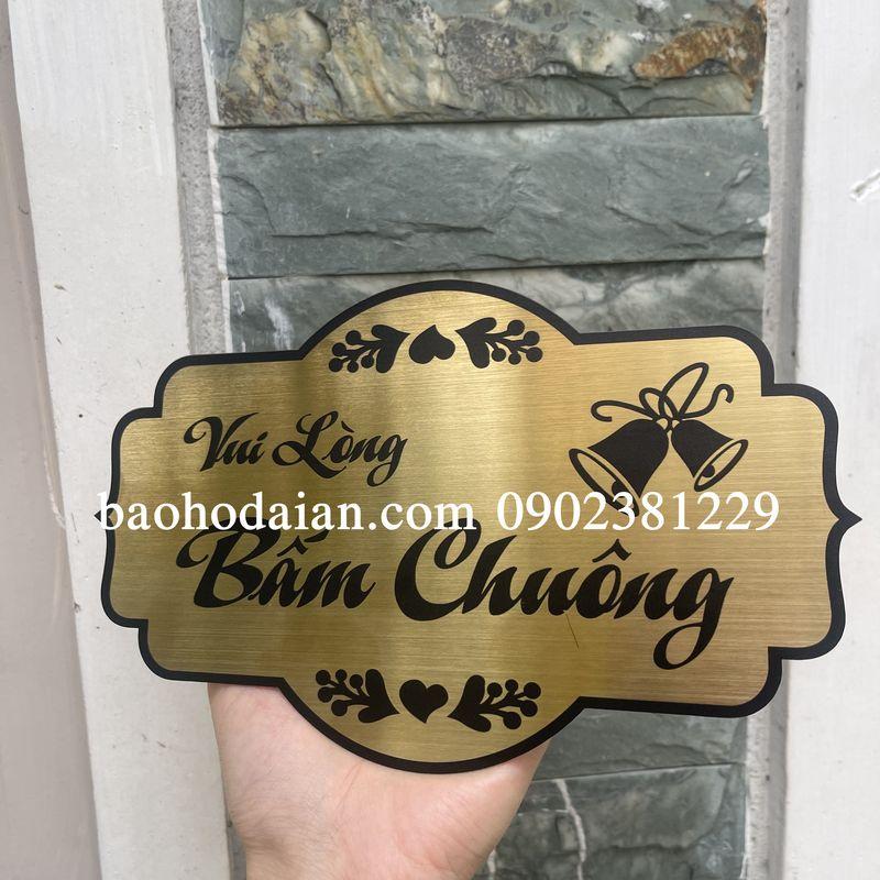 Xin vui lòng bấm chuông inox xước in UV siêu bền 13 x 21cm