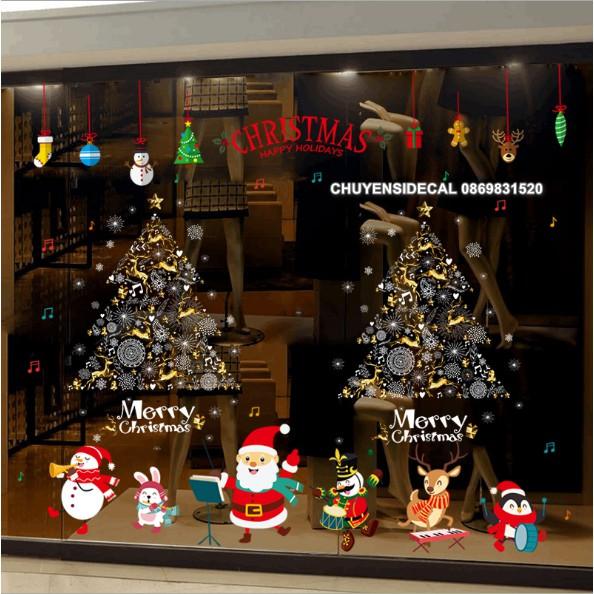 Combo Decal trang trí tường Noel - Noel Hát kết hợp 2 Thông Vàng