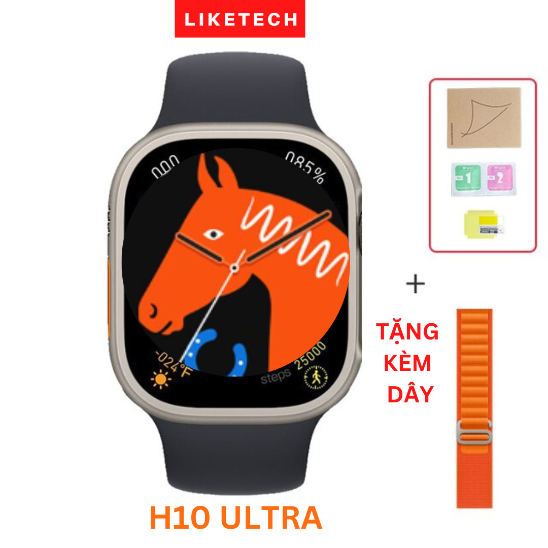 Đồng Hồ Thông Minh: H10 Ultra Smart Watch Đồng Hồ Thông Minh Nam Nữ Nghe Gọi, Đo Nhịp Tim, Luyện Tập Thể Thao Ngôn Ngữ Tiếng Việt Chống Nước IP68 Viền Khung Hợp Kim TiTan ( Tặng Kèm 2 Dây )