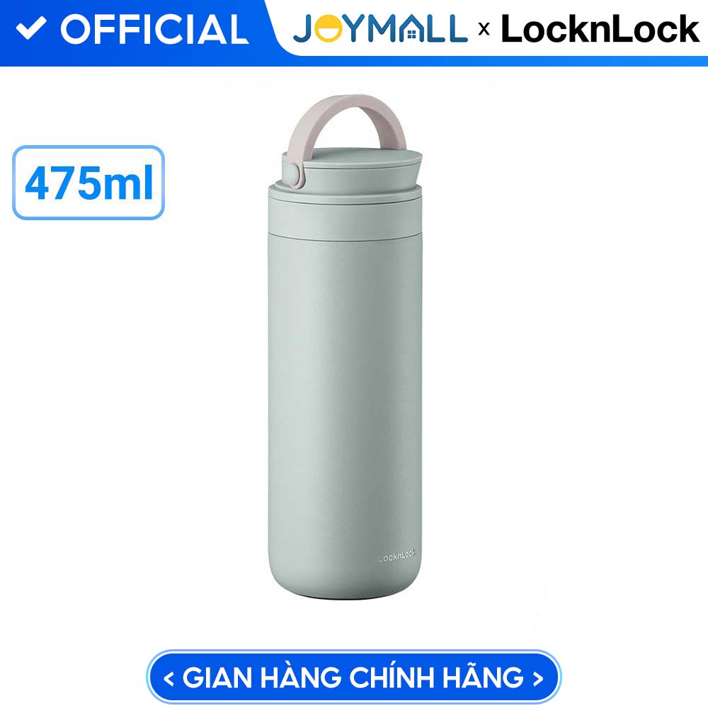 Bình giữ nhiệt Lock&amp;Lock 475ml Metro Two Way màu xanh mint LHC4274MIT, Hàng chính hãng, có quai xách, đế silicone chống trượt - JoyMall