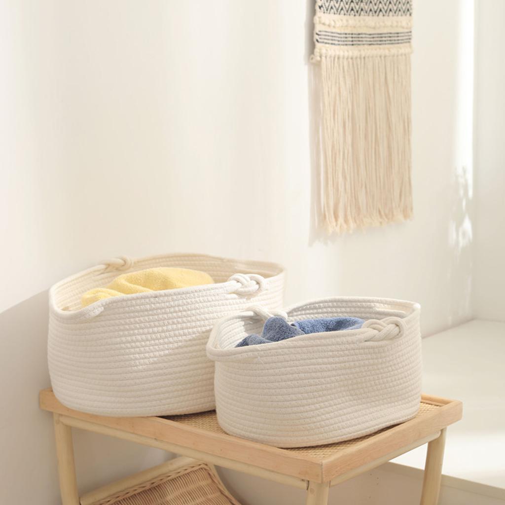 Homyl Oval Cotton Rope Woven Basket Laundry Hamper for Sundries Toys