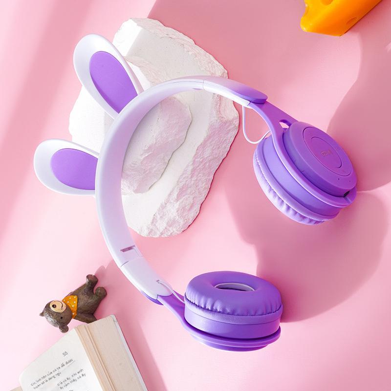 Ưu đãi đặc biệt Y08 Tai nghe tai thỏ Gradient Tai nghe Bluetooth gắn trên đầu Tai nghe nhạc tai thỏ gấp Gradient Mẫu Huaqiang North Explosion