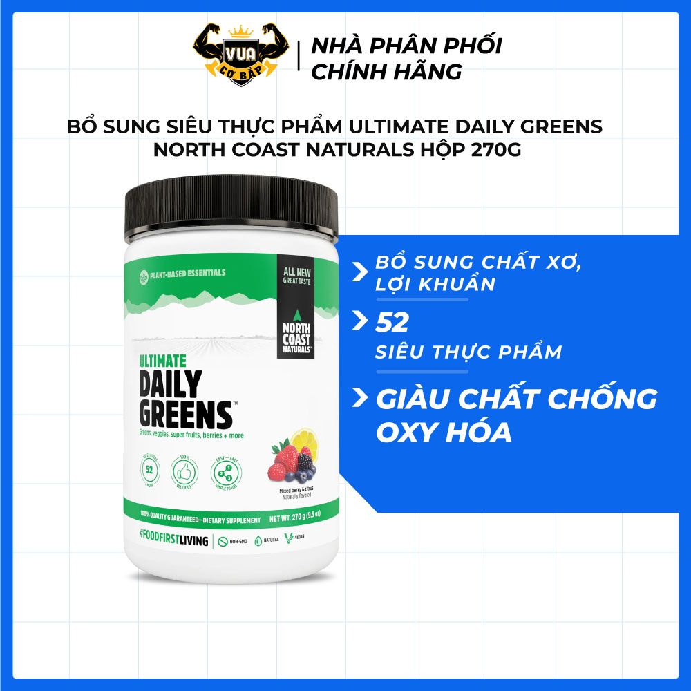 Bổ Sung Siêu Thực Phẩm Ultimate Daily Greens North Coast Naturals Hộp 270g