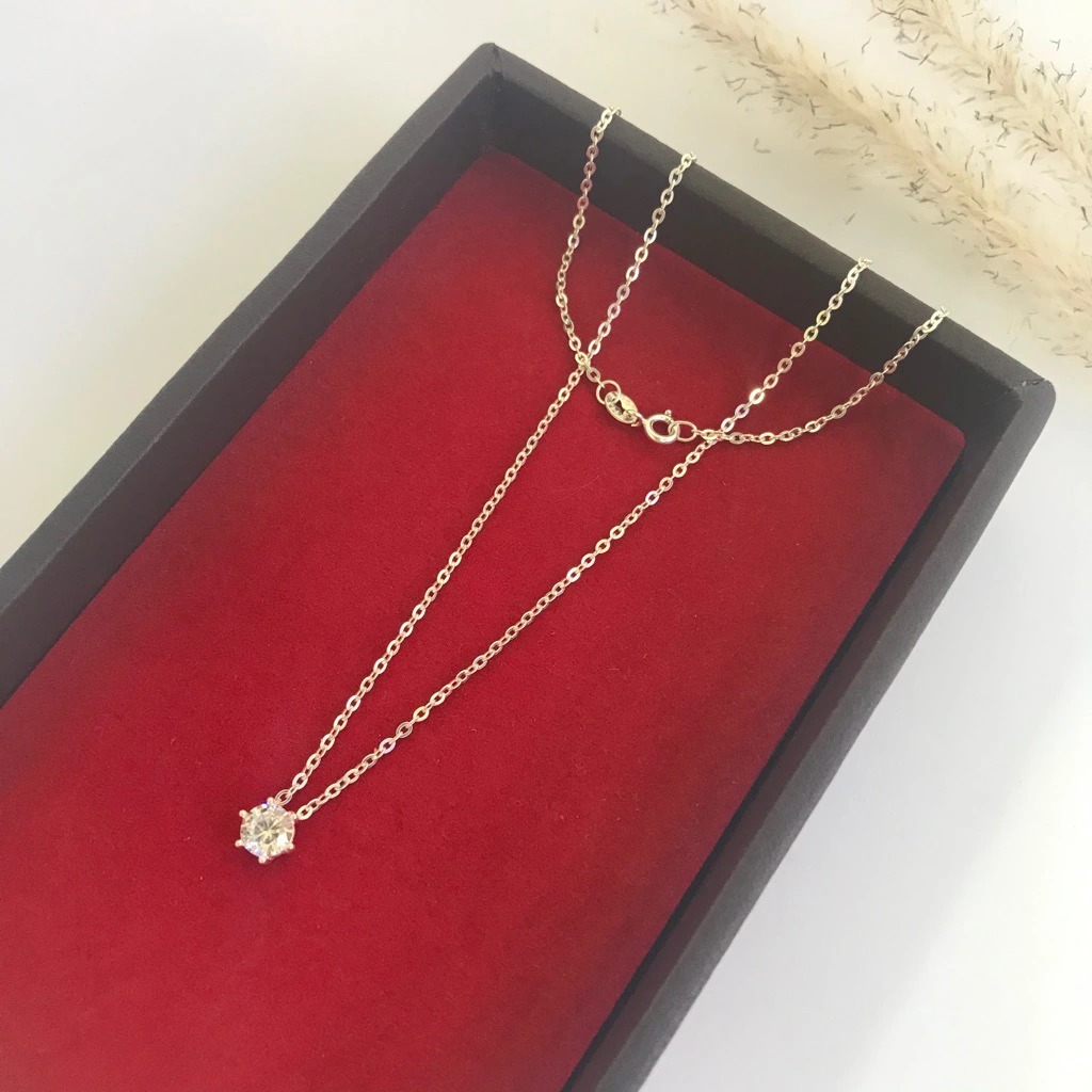Dây Chuyền Nữ Bạc Hình Tròn Đính Đá Tinh Tế BẠC HIỂU MINH DMD468