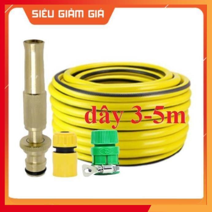 Bộ dây vòi xịt nước rửa xe, tưới cây . tăng áp 3 lần, loại 3m,5m 206587 cút sập,nối vàng+ tặng mở chai