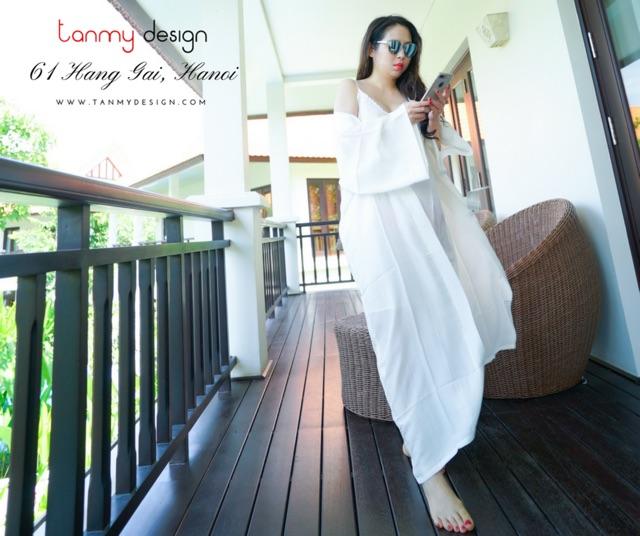 TMD101507 Kimono lụa thêu hoa đào