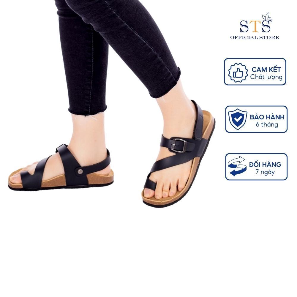 Sandal DA BÒ THẠT NGUYÊN TẤM Quai Xỏ Ngón Khóa Dán hàng cao cấp xuất khẩu ST20 BH 6 THÁNG