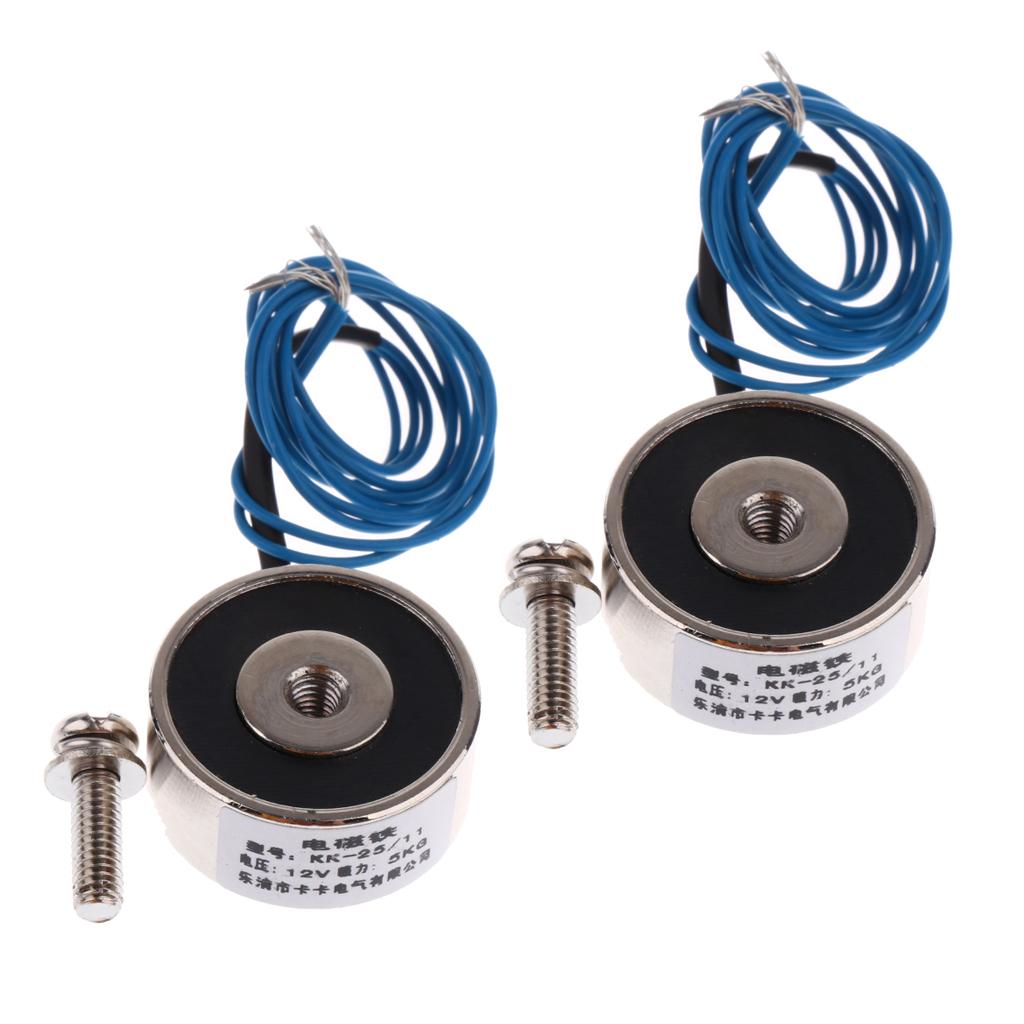 2Pcs DC 12V Ultrathin Sucker Electromagnet Lift Holding KK-25-11
