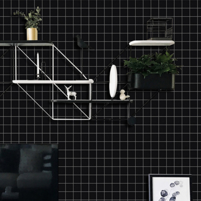 Cuộn 5m Decal Giấy Dán Tường ô kẻ nhỏ đen (5m dài x 0.45m rộng)