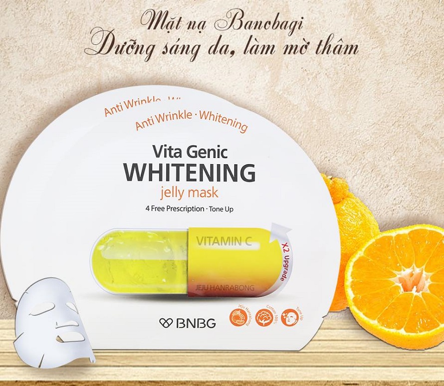 Combo 10 Mặt nạ dưỡng da trắng sáng và làm đều màu da BNBG Vita Genic Whitening Jelly Mask (Vitamin C) 30ml x 10