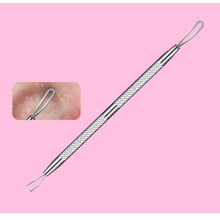 Bộ 3 Cây Que Nặn Mụn Bằng Thép Cao Cấp Không Gỉ Gồm 5 Đầu Chuyên Dụng Có Nhíp Gắp Cực Kì An Toàn