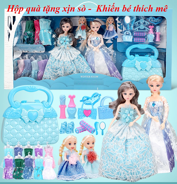 Bộ đồ chơi búp bê Barbie [Công chúa tuyết Elsa]-Hộp quà tặng sang trọng cho bé