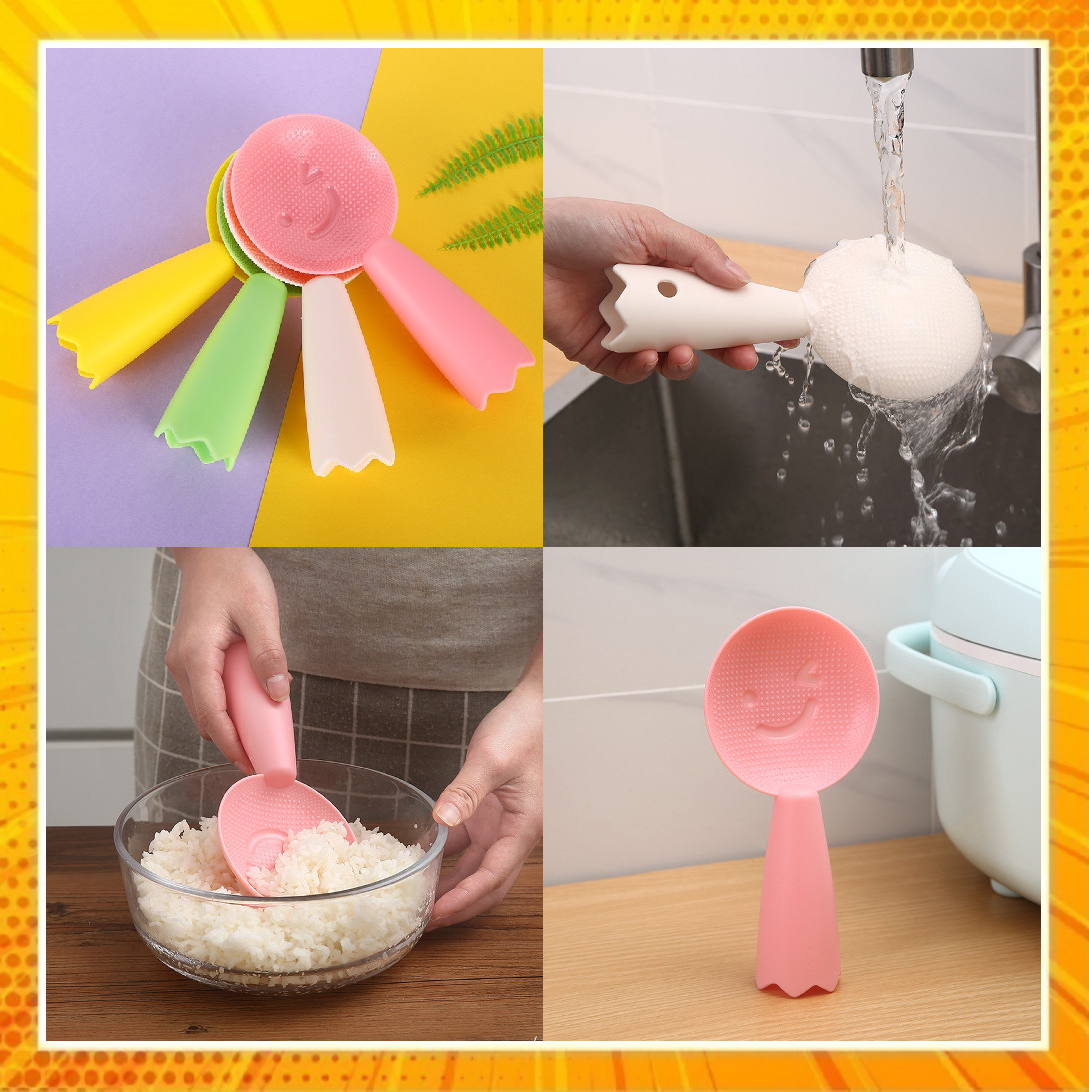 Muỗng múc cơm hình mặt cười chống dính - giao màu ngẫu nhiên