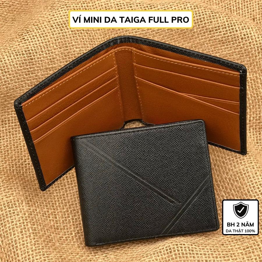 Ví mini nam bóp da bò thật cao cấp LIDAN, sọc Y dáng gập nhỏ gọn nhiều ngăn đựng tiền đựng thẻ LD2