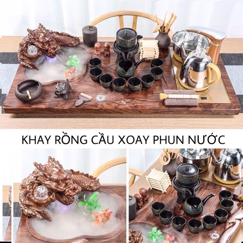 Bàn trà điện thông minh đa năng cao cấp cảm ứng tự động bơm nước Khung gỗ 92cm,bàn trà đạo rồng phong thuỷ