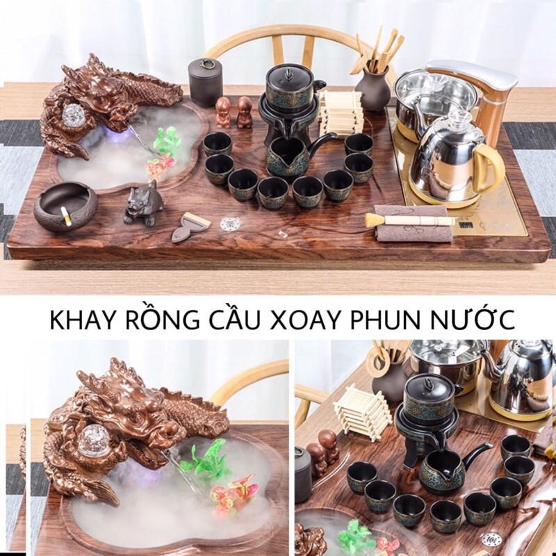 Bàn trà điện thông minh đa năng cao cấp giá rẻ cảm ứng tự động bơm nước Khung gỗ 92cm,bàn trà đạo rồng phong thuỷ