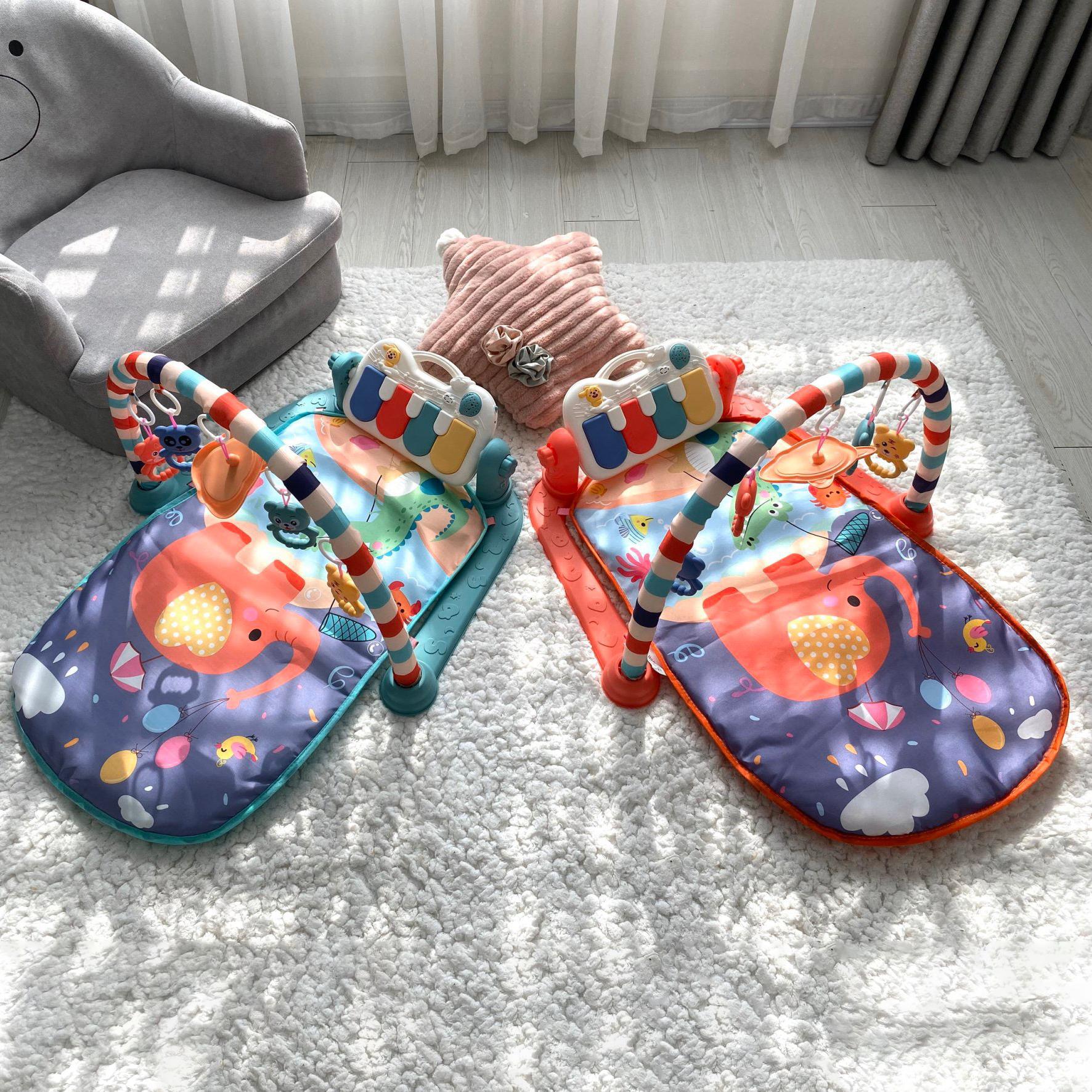 Thảm nhạc nằm chơi cho bé từ sơ sinh đến 24 tháng, phát nhạc, có khung treo đồ chơi, vải thông thoáng, êm ái - Hồng - GDHN Loại Tốt