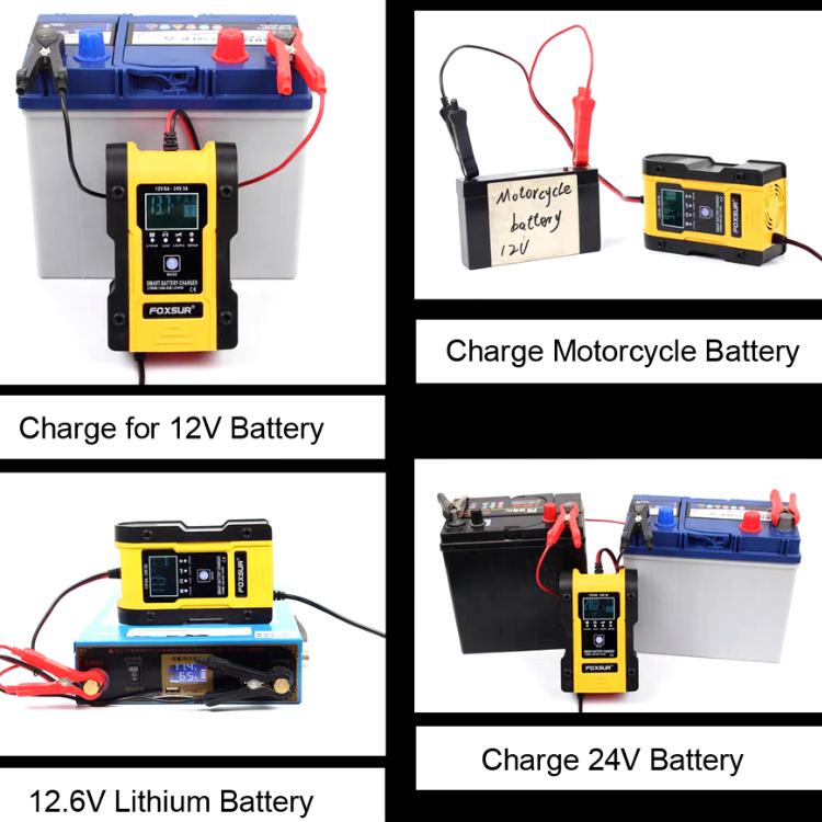 Sạc bình ắc quy ô tô xe máy 12V 4Ah - 100Ah-Chế độ thông minh tự động ngắt khi sạc đầy