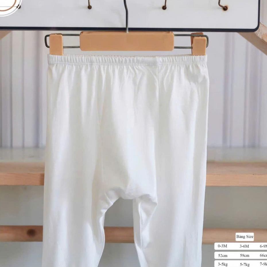 [3-9kg] Quần Dài Trắng Thun Lạnh Mặc Tả Bỉm Thoải Mái Chất Mềm, Mát, Co Giãn Cho Bé Sơ Sinh - 1 Quần - Bé Trai