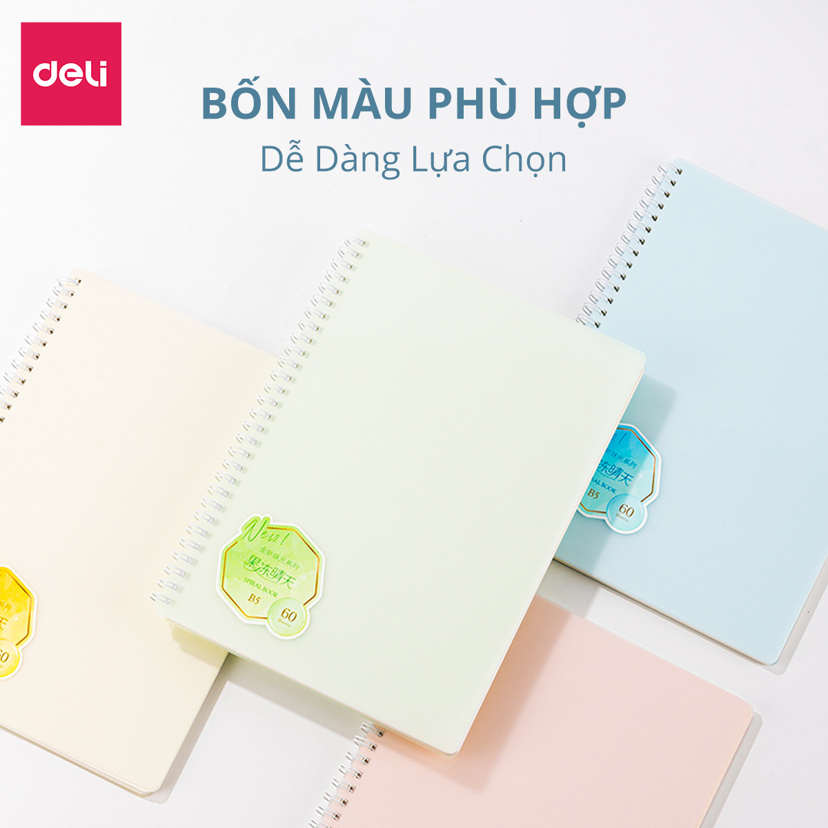 Sổ Tay Ghi Chép Lò Xo Bìa Nhựa A5 / B5 120 Trang 100 Trang 80 Gsm Kẻ Ngang Màu Pastel Deli - Phù Hợp Làm Sổ Kế Hoạch, Sổ Nhật Kí, Tập Vở Ghi Chép - QLPA560  QLPB560 VLPA550 VLPB550