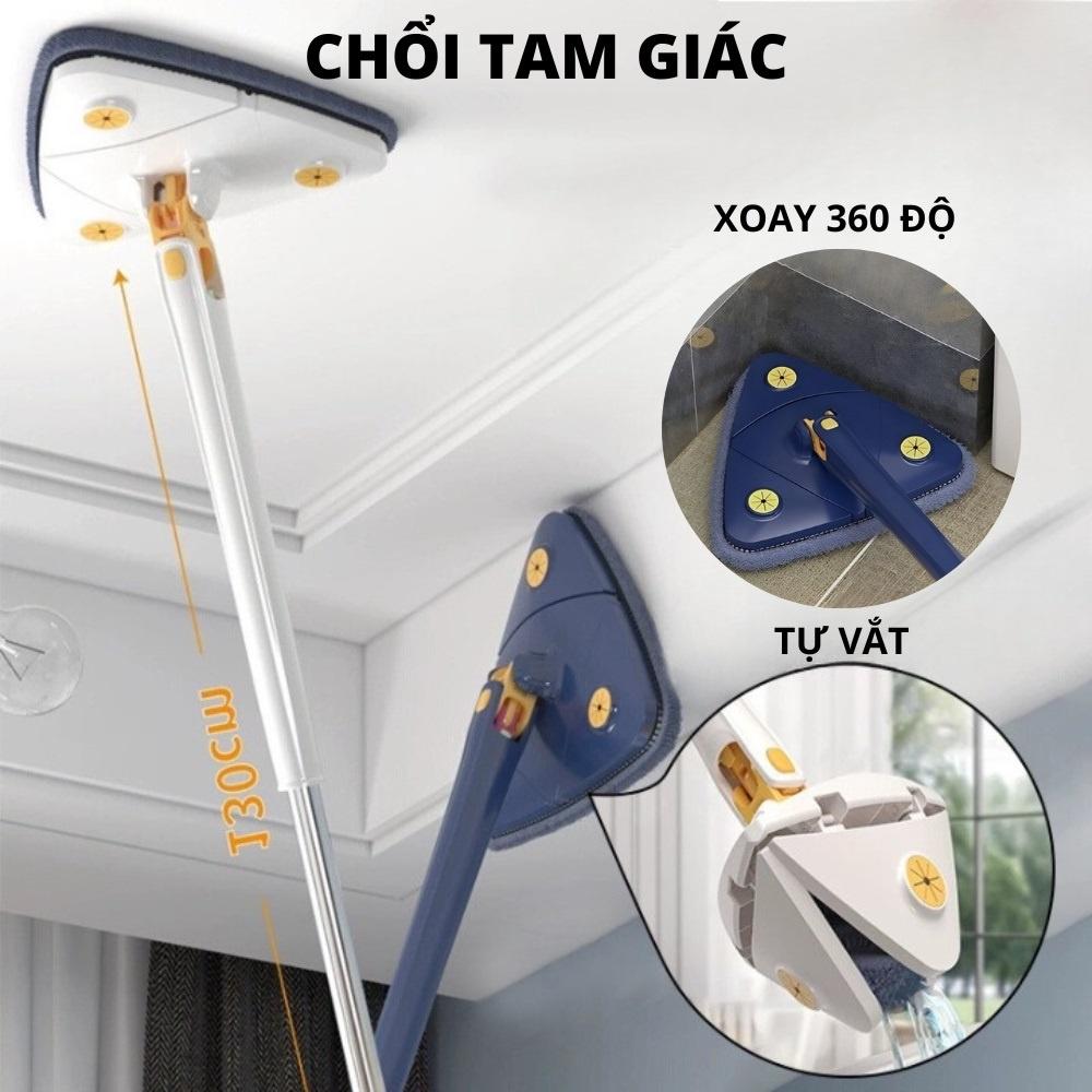 Cây Lau Nhà Tam Giác Tự Vắt Xoay 360 Độ Dùng Lau Tường Lau Trần Lau Kính Đa Năng Tiện Lợi Hiệu Quả