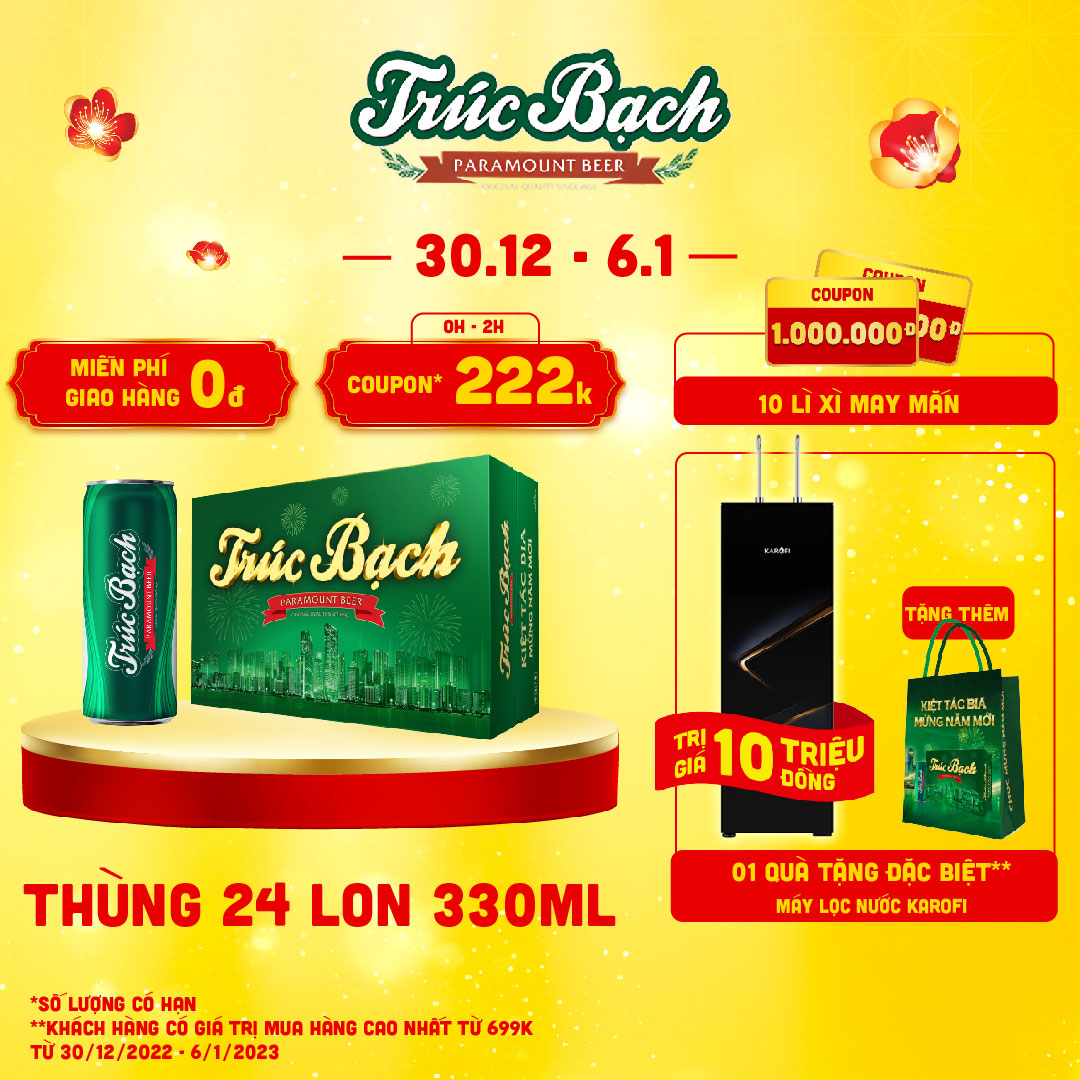 Bia Trúc Bạch - Thùng 24 lon 330ml - Phiên bản Tết