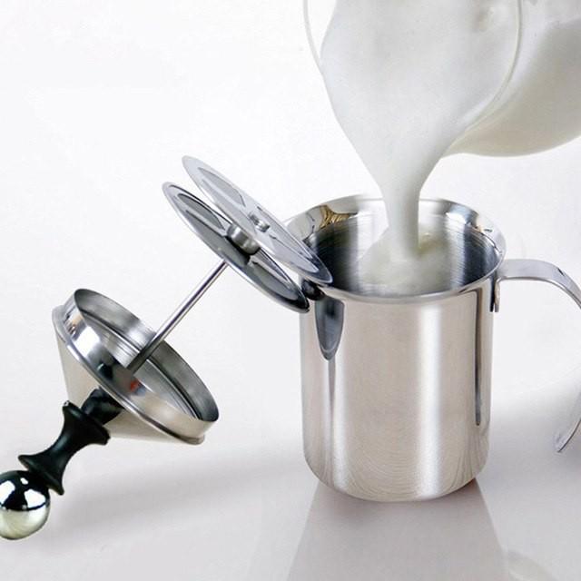 Giá Sỉ Ca đánh bọt sữa lạnh latte inox 2 lớp 400ml bình sục sữa lạnh inox làm cà phê bọt
