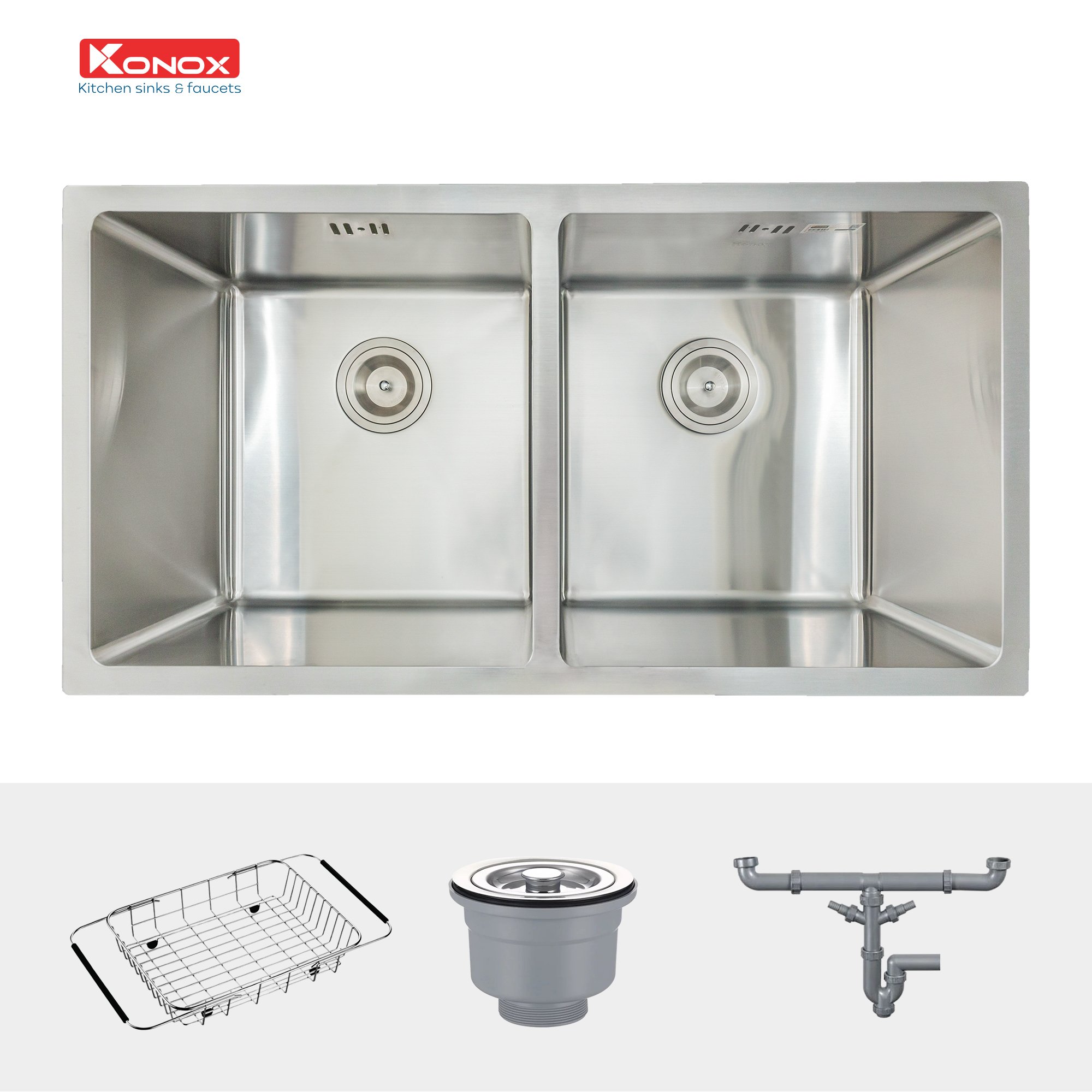 Chậu rửa bát Konox, Undermount Series, Model KN7544DUB, Inox 304AISI tiêu chuẩn châu Âu, 750x440x220(mm), Hàng chính hãng